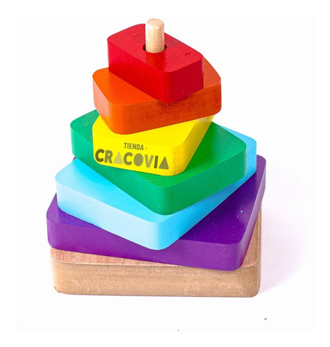 Juego Torre Madera Didáctica Colores Motricidad Fina Promo