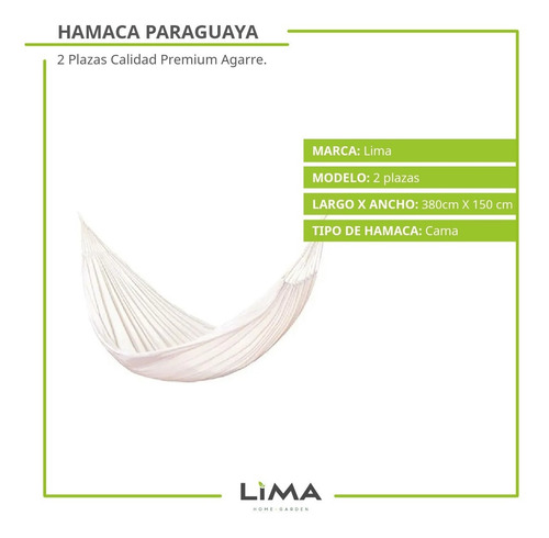 Imagen 2 de 4 de Hamaca Paraguaya 2 Plazas Calidad Premium Agarre Reforzado