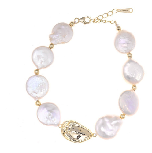 Pulsera Plata Bañado En Oro 18 K Perlas De Agua D /marisiob