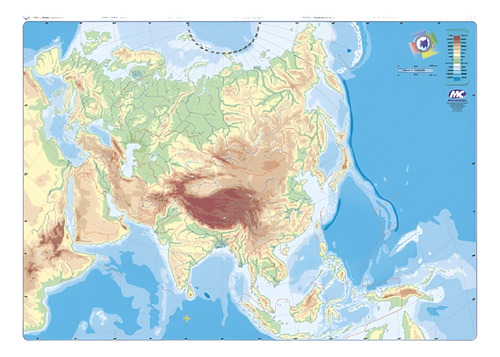 Mapa Asia Mudo - Mural Laminado - Doble Faz - 130x90 Cm