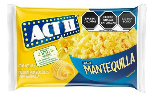 2 Pza Palomitas Para Microondas Act Ii Mantequilla 87 G