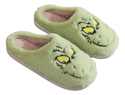 Anriy Navidad Zapatilla Algodón Verde Peludo Grinch Calor