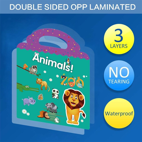 . Libros De Pegatinas De Animales Reutilizables
