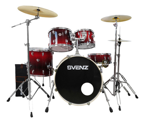 Batería Svenz Dragonfly Dgx-5 Metal Platillos, Banco. Color Red Misty Diamond Rmd
