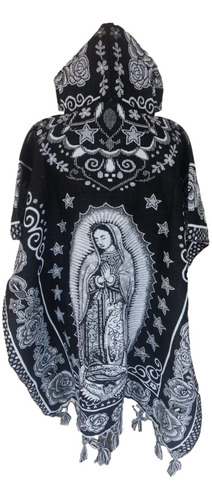 Poncho Capa Virgen De Guadalupe Con Gorro Para Dama