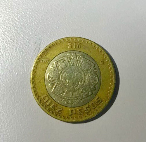 Moneda $10 Coleccionable Con Gráfila Invertida 2007