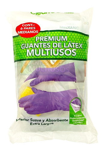 Guantes De Latex Con 4 Capas Multiusos Premium 6 Pares