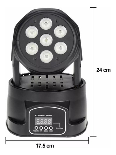 Mini Moving Head Wash 7 Led 10w Quadriled Rgbw Dmx Festa Dj
