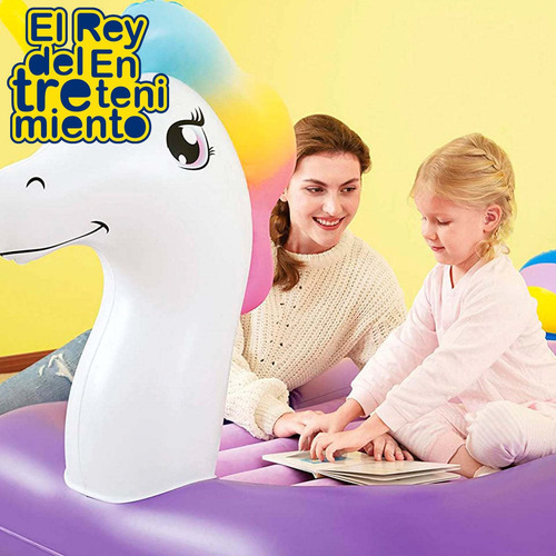 Imagen 5 de 7 de Colchón Inflable Bestway 1p Unicornio Niños P/camping El Rey