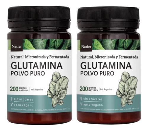 Glutamina Natural Fermentada En Polvo X 200grs Natier Pack 2