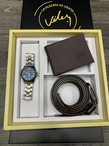 Combo Billetera Cuero Hombre + Reloj + Caja Línea Económica