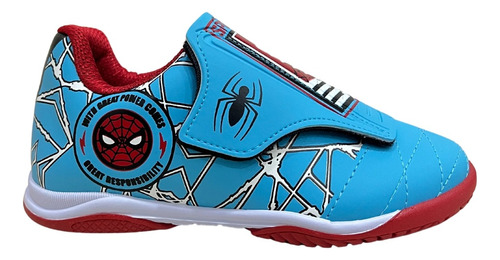 Chuteira Futsal Velcro Infantil Homem Aranha  Marvel 4112