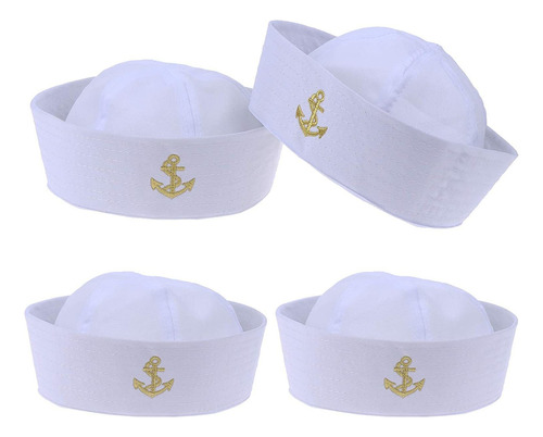 Olgaa Pack De 4 Gorras De Marinero Blanco Para Adulto, Yate,