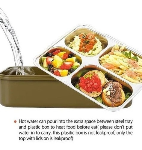 Imagen 2 de 6 de Lunchera Termica Vianda Conservadora 3 Espacios Acero Inox
