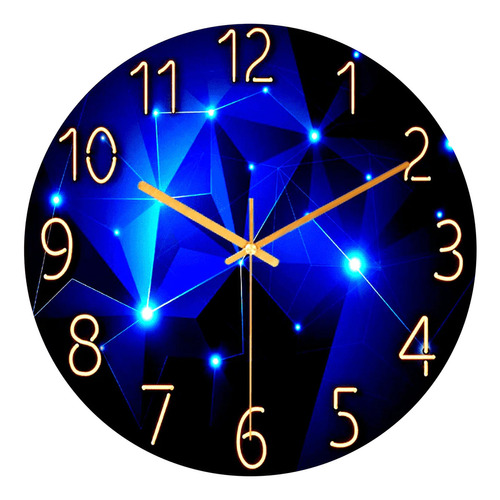 Reloj De Pared Decorativo Moderno Silencioso De 30 Cm Cuarzo Color de la estructura Negro y Dorado