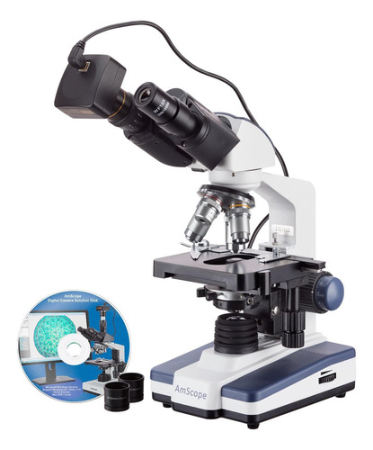 Microscopio Binocular De Laboratorio 40x-2500x Led Amscope