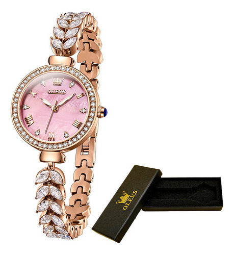 Relojes Olevs De Cuarzo Luminoso Con Diamantes De Lujo Color Del Fondo Rose Pink