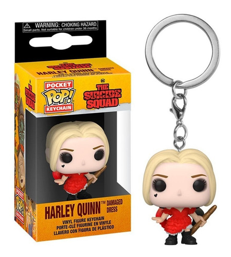 Funko Pop Keychain Harley Quinn Dc Comics Damaged