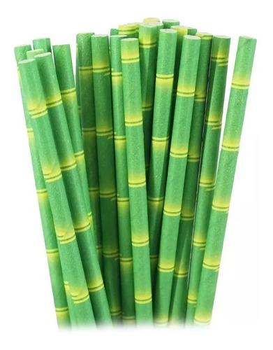 Imagen 1 de 3 de Popote Biodegradable Papel 25 Piezas Ecologicos Bambu 