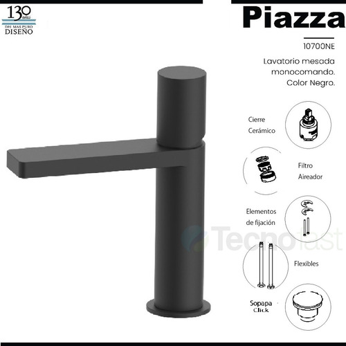 Grifería Piazza Lounge Negro Combo Ducha + Lavatorio + Bidet