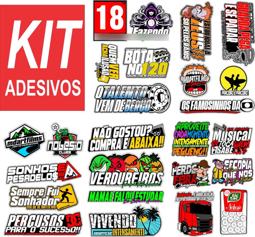 Kit 25 Uni Adesivos Cartelas Carro Caminhão Verdureiro