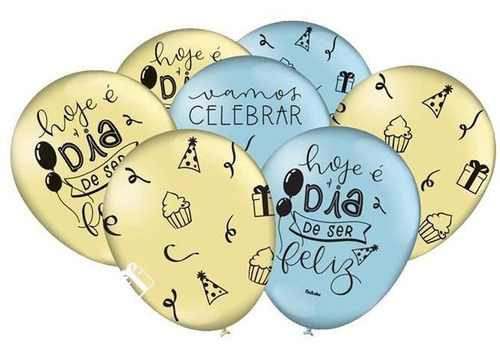 25 Balões Aniversário Festa Personalizada Celebre A Vida +nf