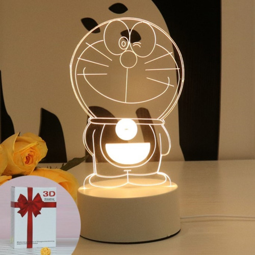 Lámpara De Noche Decorativa Led 3d Acrílica - Doraemon