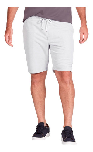 Bermuda Aramis Masculina Moletom Sport Recortes Cinza Claro