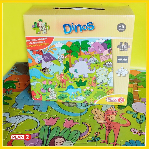 Imagen 6 de 10 de Rompecabezas Dinosaurios Piso Puzzle Gigante 70 Piezas Niños