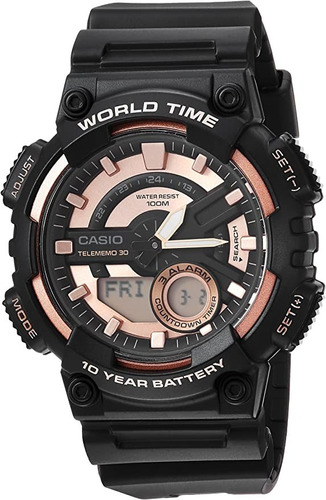 Reloj Casio Aeq110w-1a3 World Time Telememo  Somos Tienda 