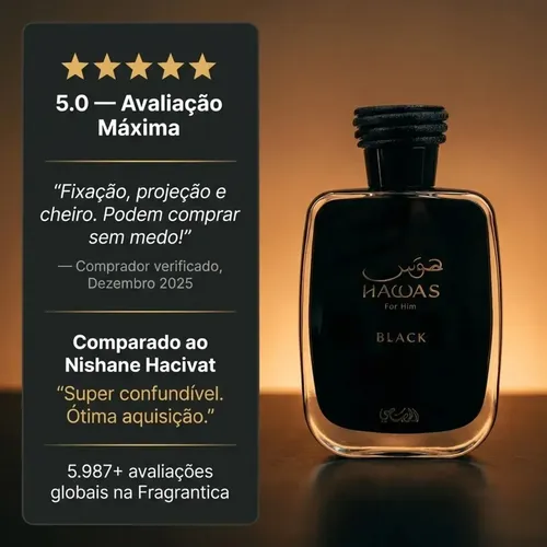 Perfume Eau de Parfum Rasasi Hawas Black Masculino 100 ml