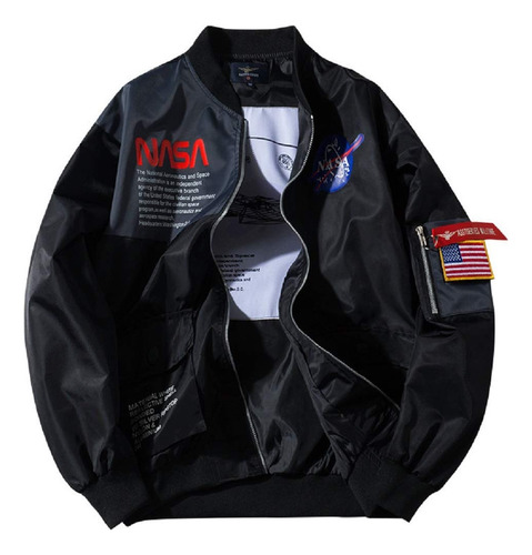 Chaqueta Bomber Con Ajuste De Parche Apollo Nasa Para Hombre