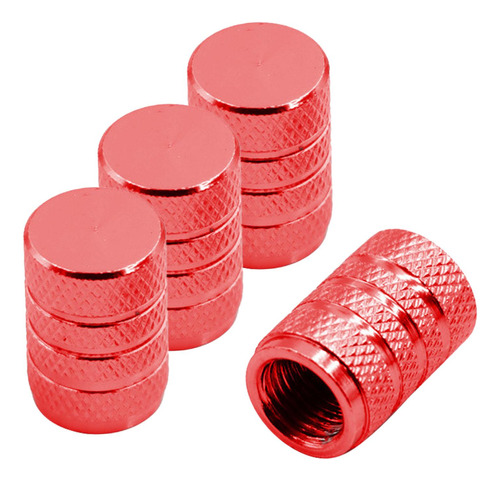 4 Tapas De Válvula De Neumático Con Cubiertas De Rojo