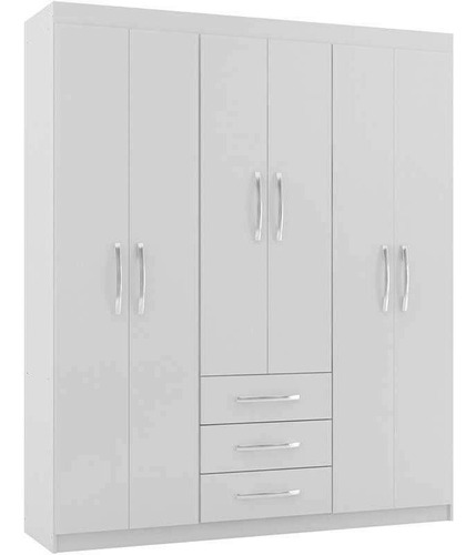 Guarda-roupa América 6 Portas E 3 Gavetas - Rodial - Branco