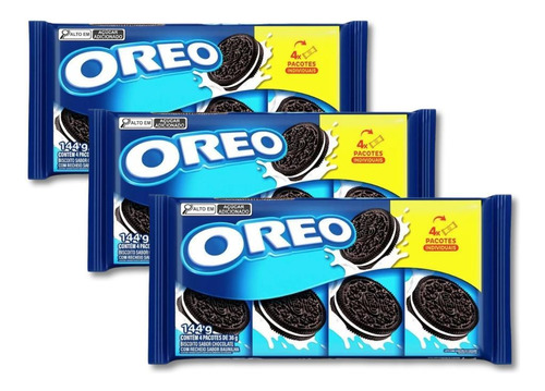 Biscoito Oreo Recheado Baunilha Kit 3 Packs De 144g - 4x36g