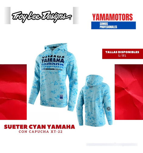 Sueter Con Capucha Yamaha Azul Cyan Tld Xt-22           