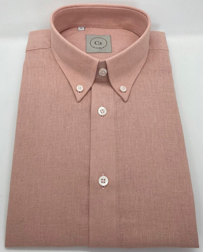 Camisa Algodón Lino Diseño Liso Rosado Marca Croix