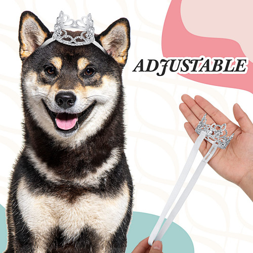 2 Pcs Dog Crown Headband Dog Tutu Dress Set Crystal