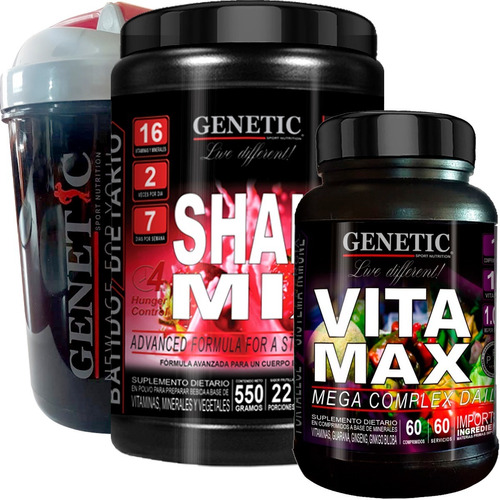 Batido Vegano Shake Mix Multivitamina Vitamax Shaker Genetic