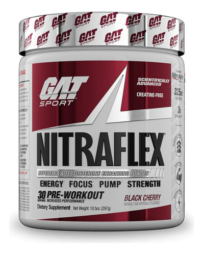 Suplemento en polvo GAT Sport  Advanced Pre-Workout Nitraflex aminoácidos sabor black cherry en pote de 297g
