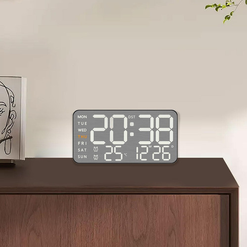 Reloj De Pared Digital Con Indicador De Fecha Y Concha Negra