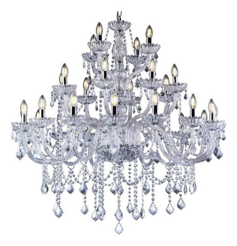 Lustre De Cristal Conhaque Ou Transparente 24 Braços 110v/220v (bivolt)