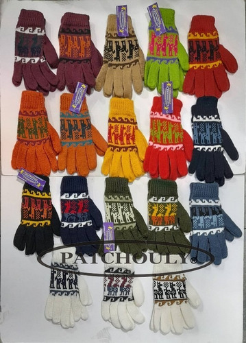 Imagen 2 de 4 de Guantes Lana Alpaca Con Dedos, Colores, Adultos, Unisex.