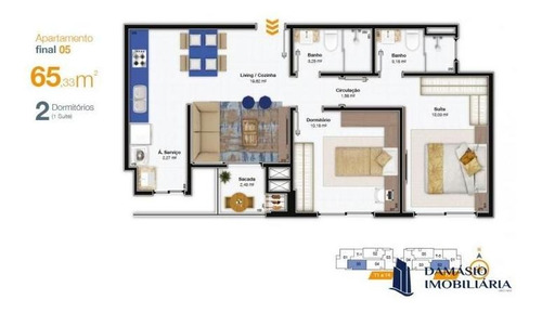 Apartamento Novo Decorado 2 Dormitórios 65,33m² - Var0158