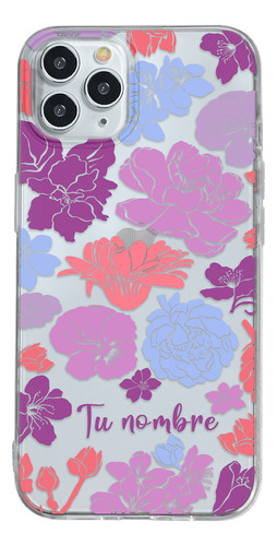 Funda Para iPhone Para Mujer Flores Colores Con Tu Nombre
