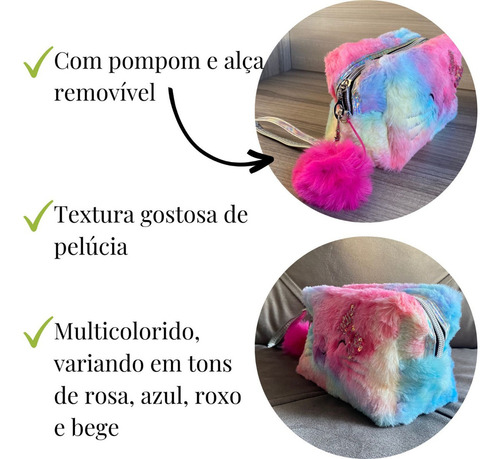 Estuche escolar Plush Kitten Box Necessaire Pompom, tamaño grande, color gatito rosa