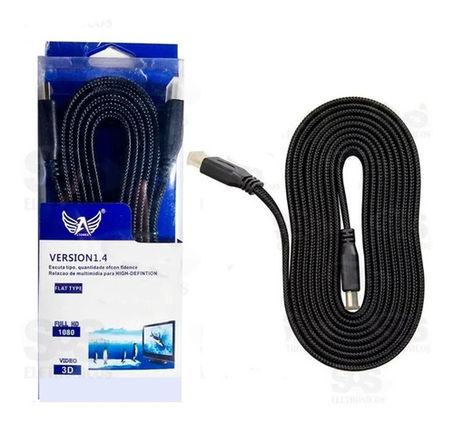 Imagem 5 de 5 de Cabo Hdmi 3 Metros Para Blu-ray Tv Box E Computador Monitor
