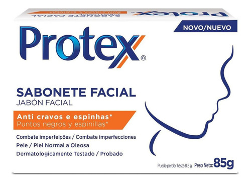 Sabonete Facial Protex Anti Cravos E Espinhas 85g
