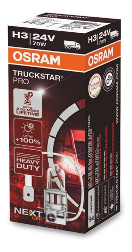Lâmpada Osram Truckstar Pro H3 24v 70w 3200k Para Caminhão