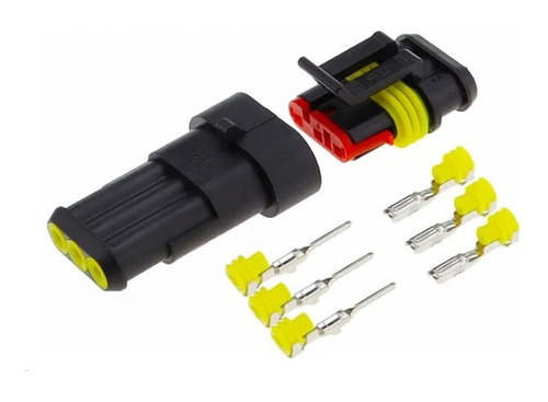 1 Par Conector Eléctrico De 3 Pines 12-24v Impermeable